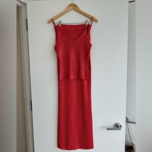 white fox red knit sequin set